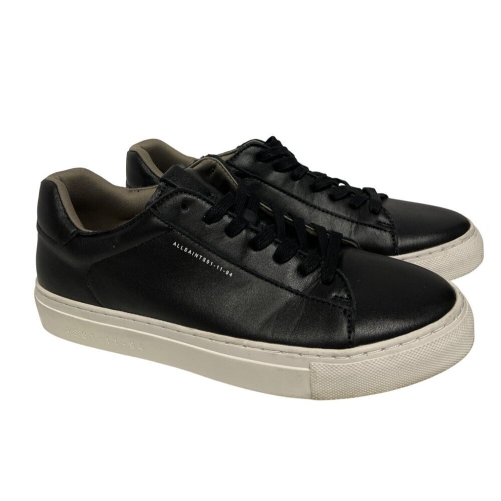 AllSaints Shana Women's Sneakers Low Top Leather Lace Up Black Size EU 42 US 11